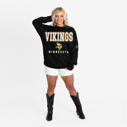 Women's Minnesota Vikings Gameday Couture Black Oversized Level Up Black Label
