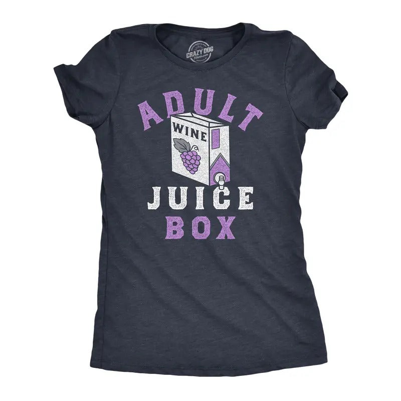 Womens Adult Juice Box T Shirt Funny Boxed Wine Lovers Joke Tee For Ladies Funny Womens T Shirts Cute Slimming Top...