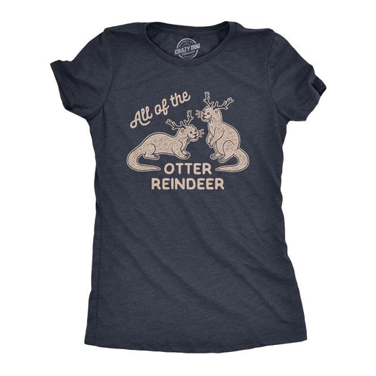Womens All Of The Otter Reindeer T Shirt Funny Christmas Animals Graphic Tee Funny Womens T Shirts Cute Slimming Top...