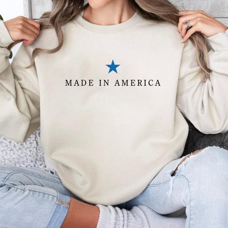 Womens American Crewneck Sweatshirt, Cute Womens USA Sweatshirt, Funny 4th of July Sweatshirt, Patriotic Sweatshirt, Red...