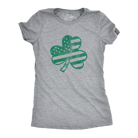Womens American Shamrock Flag T Shirt USA Saint Patricks Day Clover Graphic Funny Womens T Shirts Cute Slimming Top...