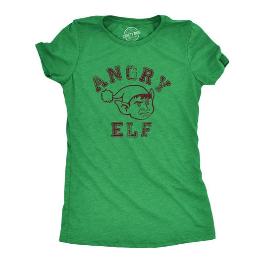 Womens Angry Elf T Shirt Funny Xmas Party Pissed Off Elves Santas Helpers Tee For Ladies Funny Womens T Shirts Cute...