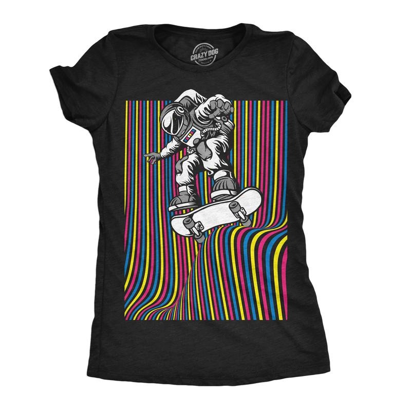 Womens Astronaut Skater Funny T Shirt Skateboard Graphic Tee for Ladies Funny Womens T Shirts Cute Slimming Top...