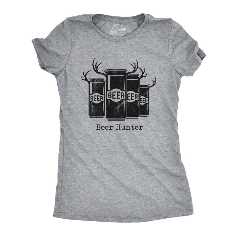 Womens Beer Hunter T Shirt Funny Sarcastic Drinking Deer Hunting Joke Novelty Tee for Ladies Funny Womens T Shirts Cute...