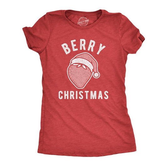 Womens Berry Christmas T Shirt Funny Strawberry Fruit Holiday Party Tee Funny Womens T Shirts Cute Slimming Top...