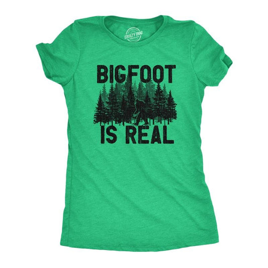 Womens Bigfoot Is Real T Shirt Funny Awesome Sasquatch Believer Outdoors Tee For Ladies Funny Womens T Shirts Cute...