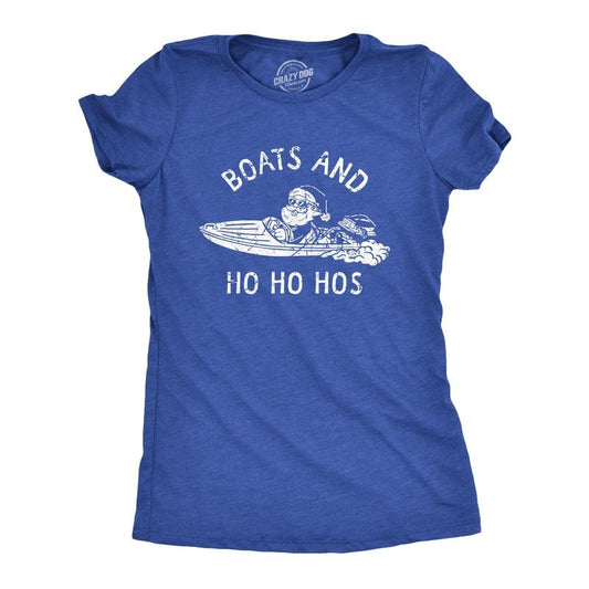 Womens Boats And Ho Ho Hos T Shirt Funny Xmas Sailor Santa Joke Tee For Ladies Funny Womens T Shirts Cute Slimming Top...