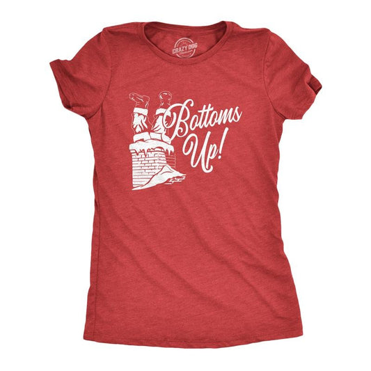 Womens Bottoms Up T Shirt Funny Christmas Santa Claus Chimney Graphic Novelty Tee Funny Womens T Shirts Cute Slimming Top...