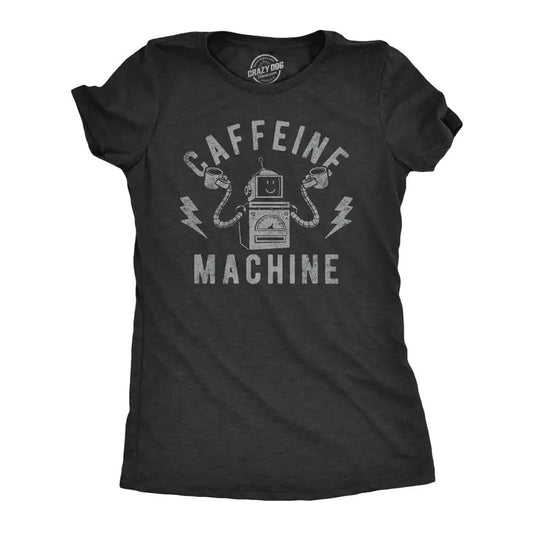 Womens Caffeine Machine T Shirt Funny Robot Coffee Lovers Joke Tee For Ladies Funny Womens T Shirts Cute Slimming Top...