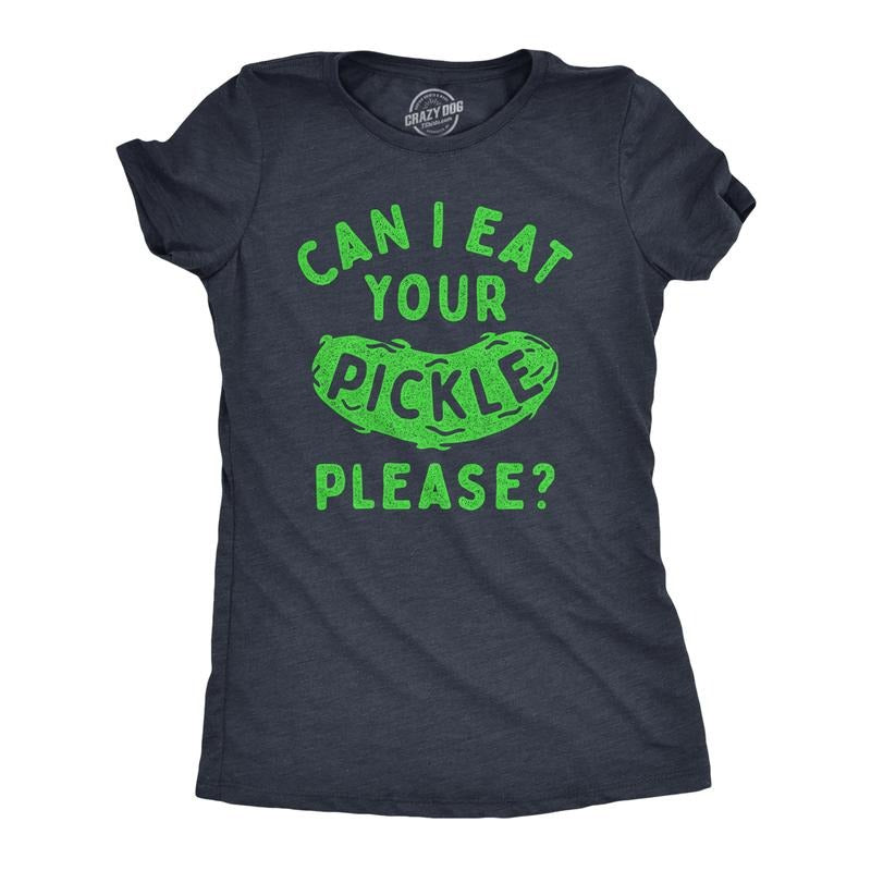 Womens Can I Eat Your Pickle Please T Shirt Funny Dill Pickles Lovers Tee for Ladies Funny Womens T Shirts Cute Slimming...