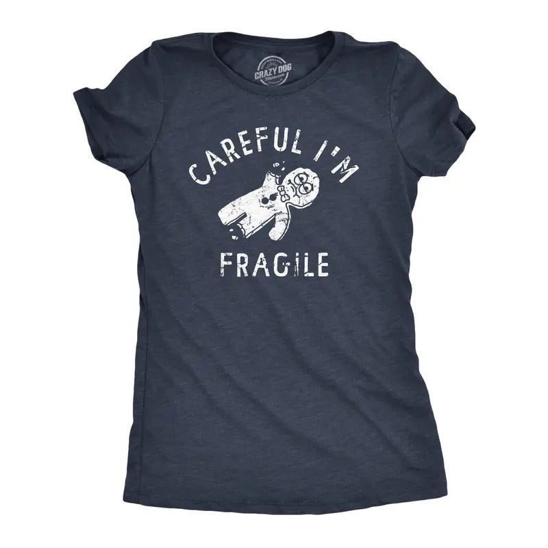 Womens Careful Im Fragile T Shirt Funny Xmas Gingerbread Cookie Joke Tee For Ladies Funny Womens T Shirts Cute Slimming...