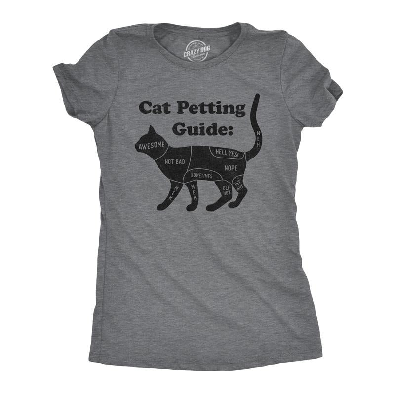 Womens Cat Petting Guide T Shirt Funny Pet Kitty Lover Crazy Cat Lady Novelty Tee Funny Womens T Shirts Cute Slimming Top...