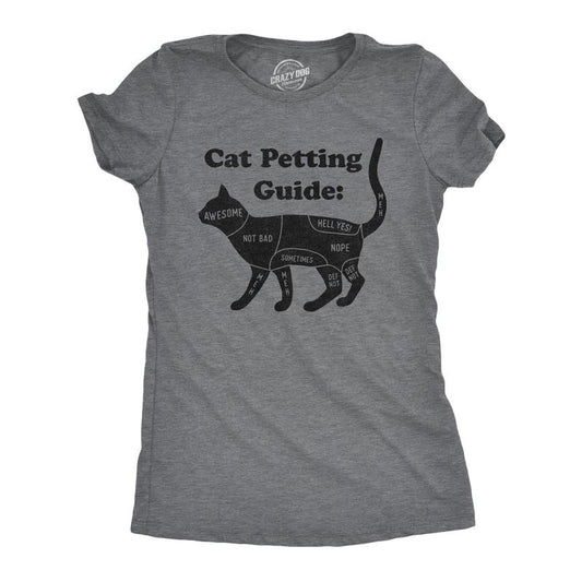 Womens Cat Petting Guide T Shirt Funny Pet Kitty Lover Crazy Cat Lady Novelty Tee Funny Womens T Shirts Cute Slimming Top...