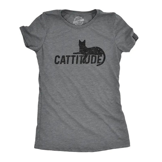 Womens Catitude T Shirt Funny Pet Cat Attitude Tee Funny Womens T Shirts Cute Slimming Top Comfortable Soft Womenswear...