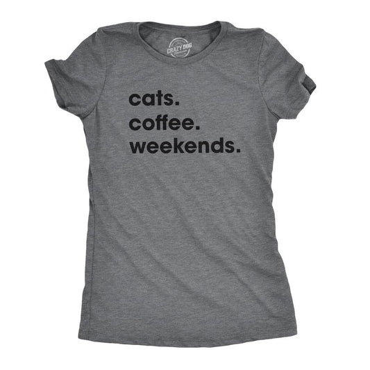 Womens Cats Coffee Weekend T Shirt Cat Mom Tee Addicted to Caffeine Top Funny Womens T Shirts Cute Slimming Top...