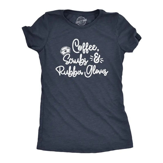 Womens Coffee Scrubs Rubber Gloves T Shirt Funny Nurse Life Tee Funny Womens T Shirts Cute Slimming Top Comfortable Soft...