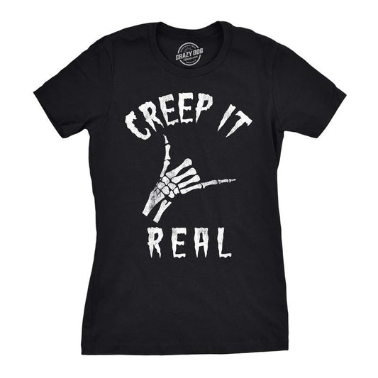 Womens Creep It Real T Shirt Funny Skeleton Halloween Shaka Tee Funny Womens T Shirts Cute Slimming Top Comfortable Soft...