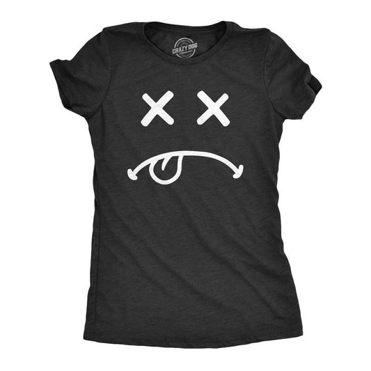 Womens Dead Eyes Smile T Shirt Funny Death Lifeless Smiling Face Joke Tee For Ladies Funny Womens T Shirts Cute Slimming...