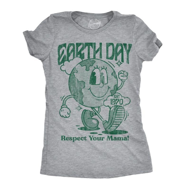 Womens Earth Day Respect Your Mama Funny T Shirts Sarcastic Tee for Ladies Funny Womens T Shirts Cute Slimming Top...
