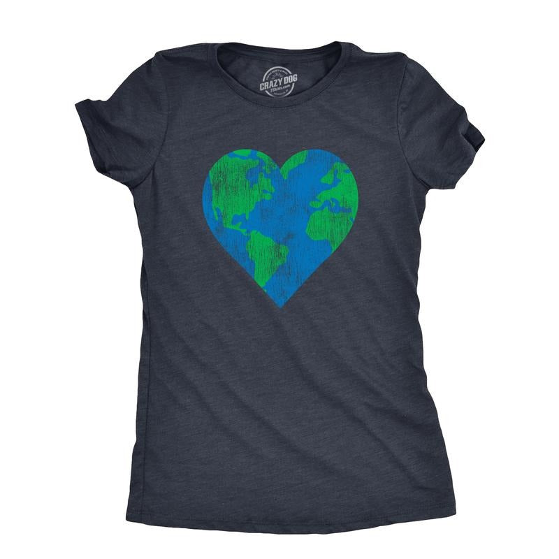 Womens Earth Heart T Shirt Funny Awesome Earth Day Nature Lovers Tee for Ladies Funny Womens T Shirts Cute Slimming Top...