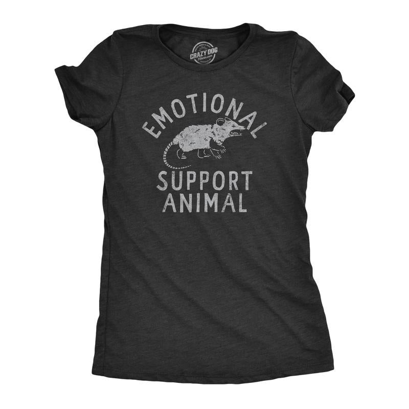 Womens Emotional Support Animal T Shirt Funny Mean Possum Joke Tee for Ladies Funny Womens T Shirts Cute Slimming Top...