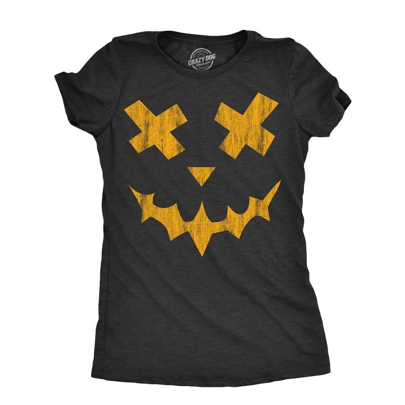 Womens Excellent Xavier Pumpkin T Shirt Funny Halloween Jack O Lantern Freaky Smile Tee For Ladies Funny Womens T Shirts...