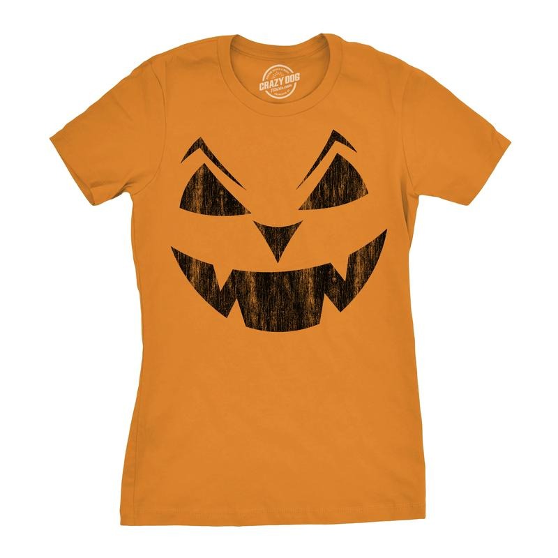 Womens Eyebrows Earl Pumpkin T Shirt Funny Halloween Jack O Lantern Evil Smile Tee For Ladies Funny Womens T Shirts Cute...