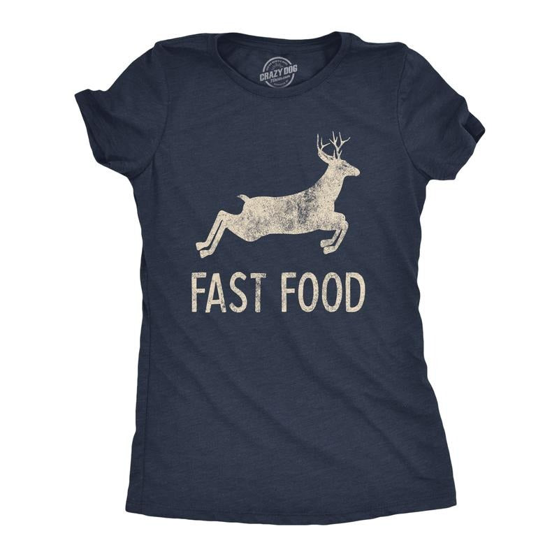 Womens Fast Food T Shirt Funny Deer Hunting Season Novelty Graphic Tee Funny Womens T Shirts Cute Slimming Top...