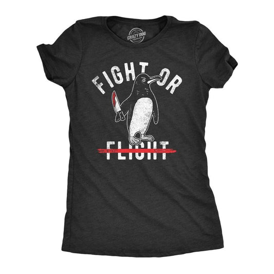 Womens Fight Or Flight T Shirt Funny Killer Penguin Funny Flying Joke Tee For Ladies Funny Womens T Shirts Cute Slimming...