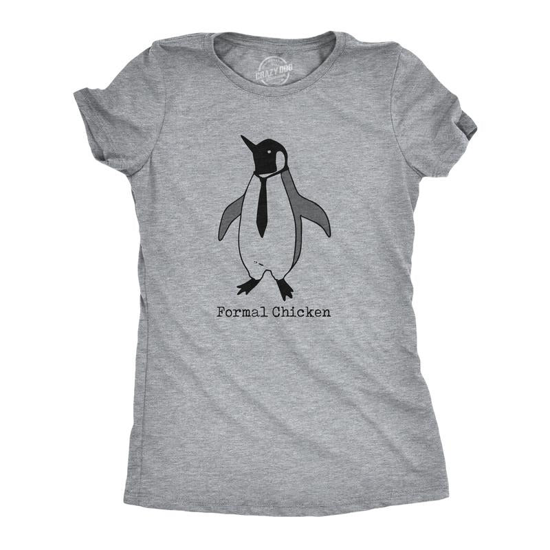 Womens Formal Chicken T Shirt Funny Penguin Suit Tuxedo Tie Joke Tee For Ladies Funny Womens T Shirts Cute Slimming Top...