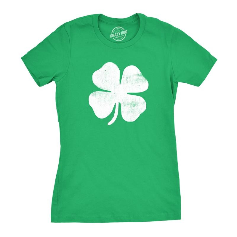 Womens Four Leaf Clover T Shirt Funny Saint Patricks Day Shamrock Lucky Irish Funny Womens T Shirts Cute Slimming Top...