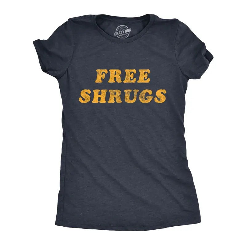 Womens Free Shrugs T Shirt Funny Introvert Hugs Sarcastic Novelty Graphic Tee Funny Womens T Shirts Cute Slimming Top...