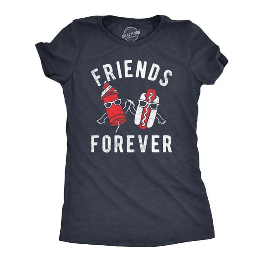 Womens Friends Forever Firecracker Hot Dog T Shirt Funny Fourth Of July Party Cookout Fireworks Tee For Ladies Funny...