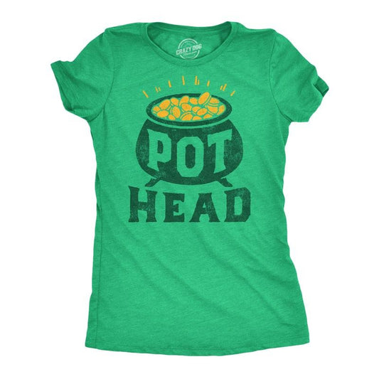 Womens Funny T Shirt Pot Head St Patricks Day Sarcastic Tee for Ladies Funny Womens T Shirts Cute Slimming Top...