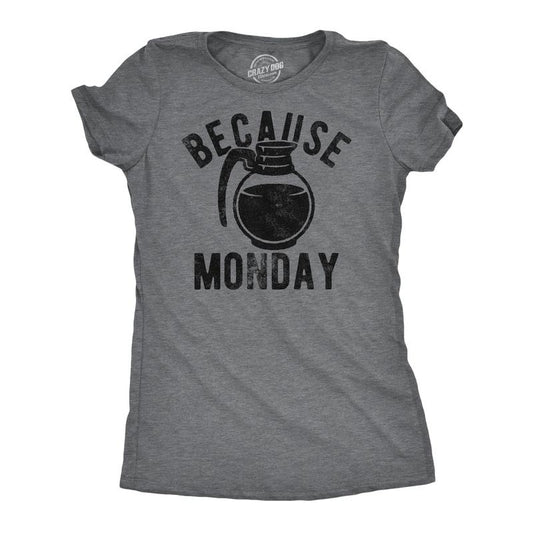Womens Funny T Shirts Because Monday Coffee Pot Sarcastic Caffeine Lovers Tee For Ladies Funny Womens T Shirts Cute...