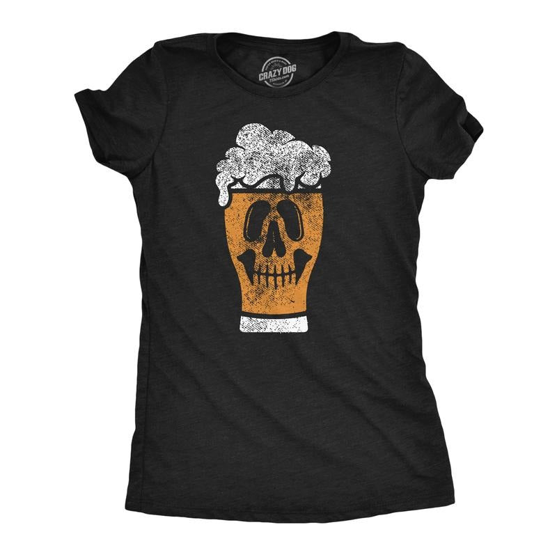 Womens Funny T Shirts Beer Glass Skull Drinking Graphic Tee For Ladies Funny Womens T Shirts Cute Slimming Top...