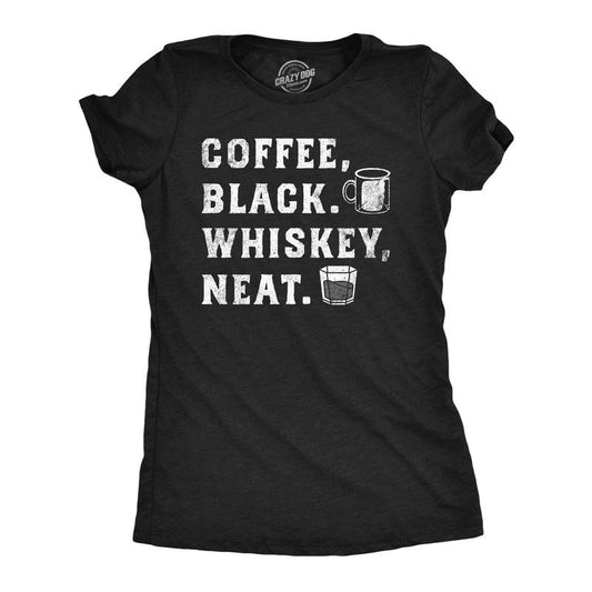 Womens Funny T Shirts Coffee Black Whiskey Neat Drinking Tee for Ladies Funny Womens T Shirts Cute Slimming Top...