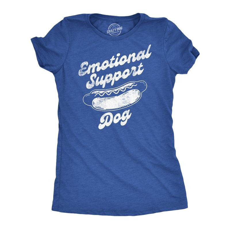Womens Funny T Shirts Emotional Support Dog Sarcastic Hotdog Graphic Tee Funny Womens T Shirts Cute Slimming Top...