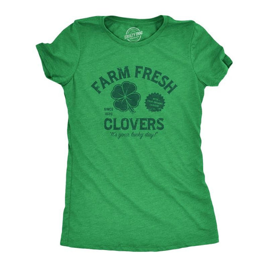 Womens Funny T Shirts Farm Fresh Clovers St Patricks Day Novelty Tee for Ladies Funny Womens T Shirts Cute Slimming Top...