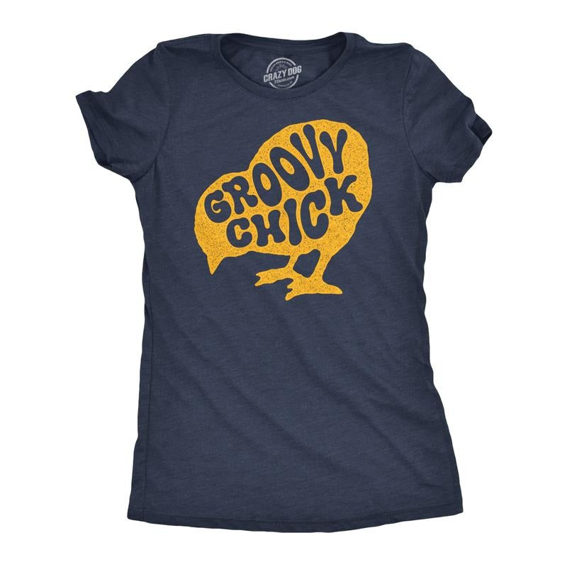 Womens Funny T Shirts Groovy Chick Sarcastic Easter Graphic Novelty Tee For Ladies Funny Womens T Shirts Cute Slimming...