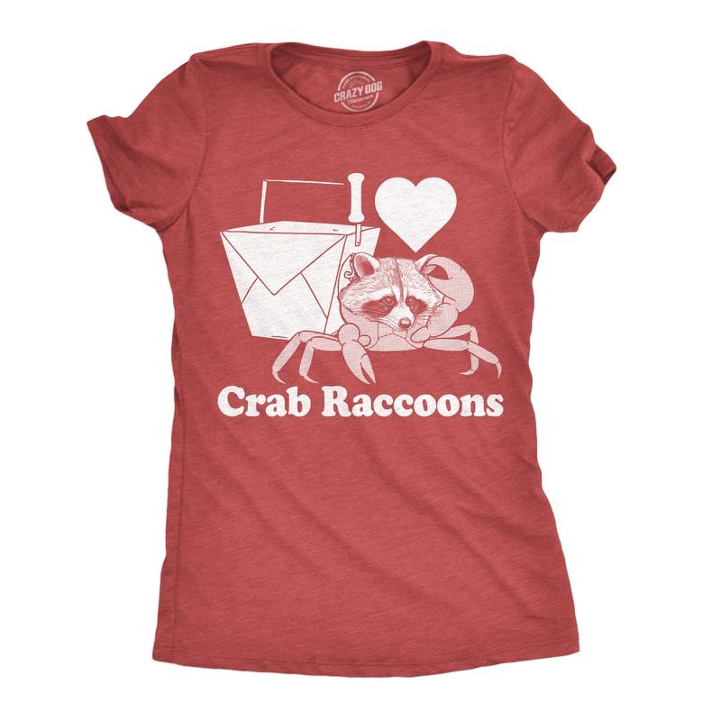 Womens Funny T Shirts I Heart Crab Raccoons Sarcastic Animal Novelty Tee for Ladies Funny Womens T Shirts Cute Slimming...