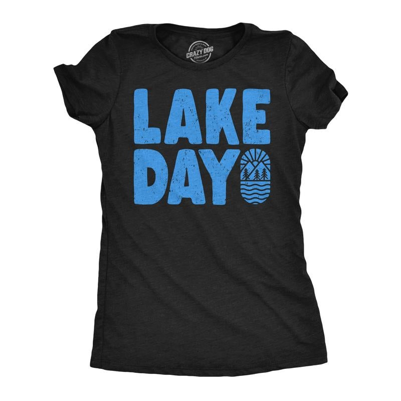 Womens Funny T Shirts Lake Day Awesome Summer Vacation Graphic Tee For Ladies Funny Womens T Shirts Cute Slimming Top...