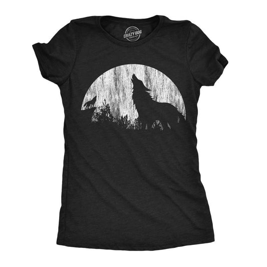 Womens Funny T Shirts Moon Wolves Novelty Graphic Tee For Ladies Funny Womens T Shirts Cute Slimming Top Comfortable Soft...