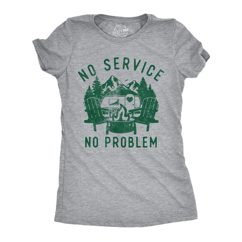 Womens Funny T Shirts No Service No Problem Sarcastic Camping Graphic Novelty Tee For Ladies Funny Womens T Shirts Cute...