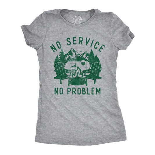 Womens Funny T Shirts No Service No Problem Sarcastic Camping Graphic Novelty Tee For Ladies Funny Womens T Shirts Cute...