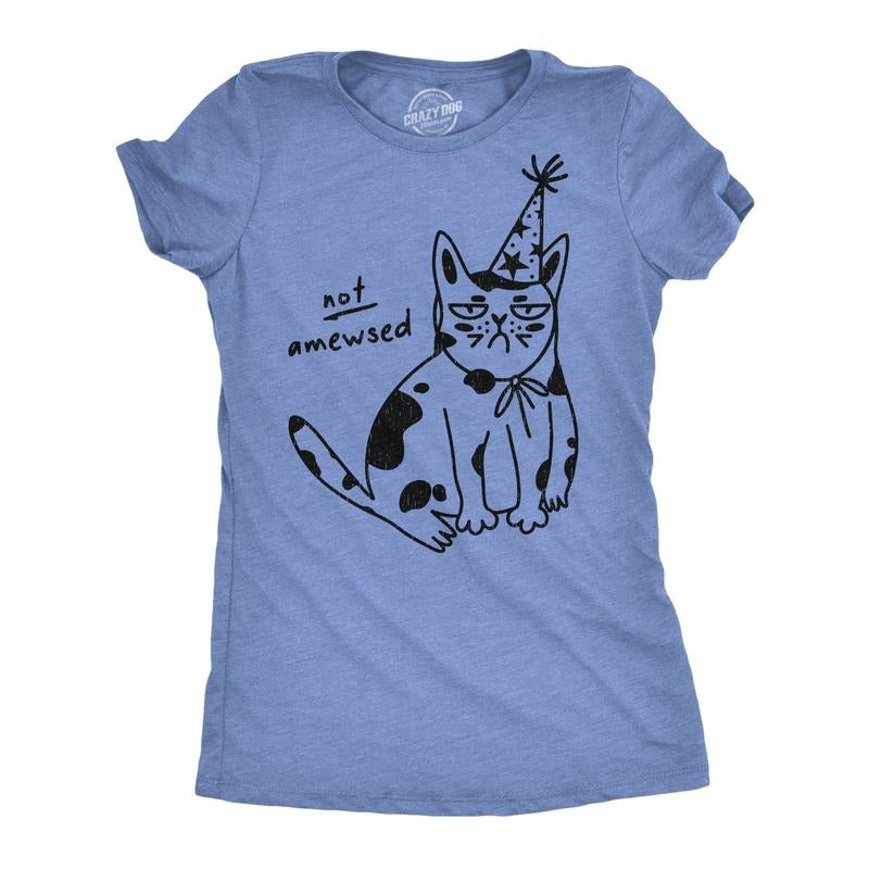 Womens Funny T Shirts Not Amewsed Sarcastic Kitten Graphic Tee for Ladies Funny Womens T Shirts Cute Vintage Fashion...