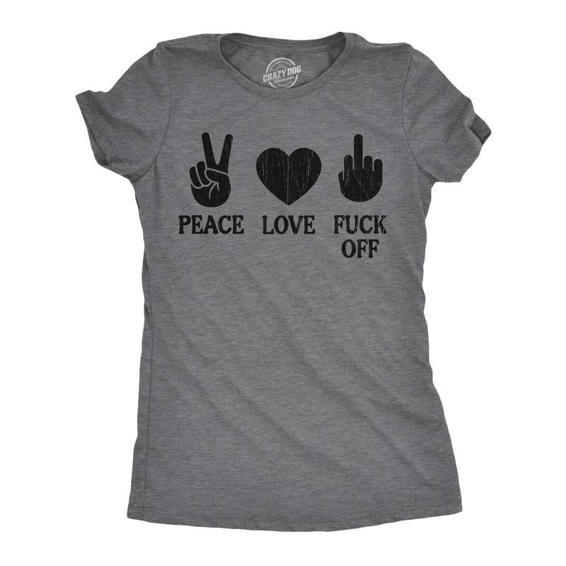 Womens Funny T Shirts Peace Love F*ck Off Sarcastic Novelty Tee For Ladies Funny Womens T Shirts Cute Slimming Top...