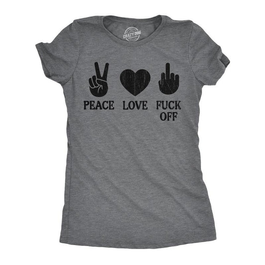 Womens Funny T Shirts Peace Love F*ck Off Sarcastic Novelty Tee For Ladies Funny Womens T Shirts Cute Slimming Top...