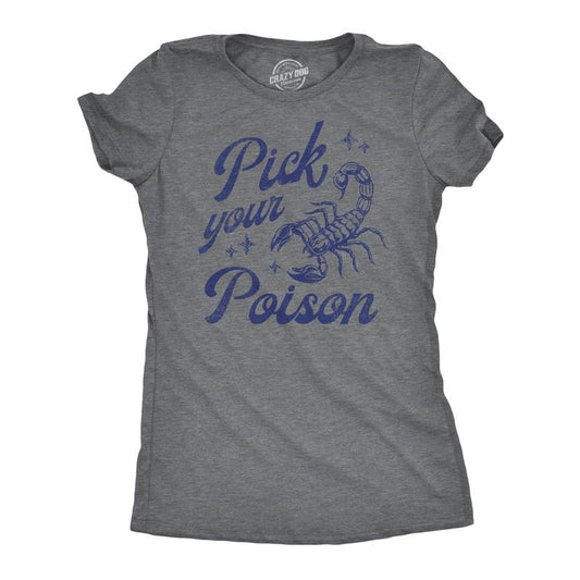 Womens Funny T Shirts Pick Your Poison Sarcastic Scorpion Graphic Tee For Ladies Funny Womens T Shirts Cute Slimming Top...