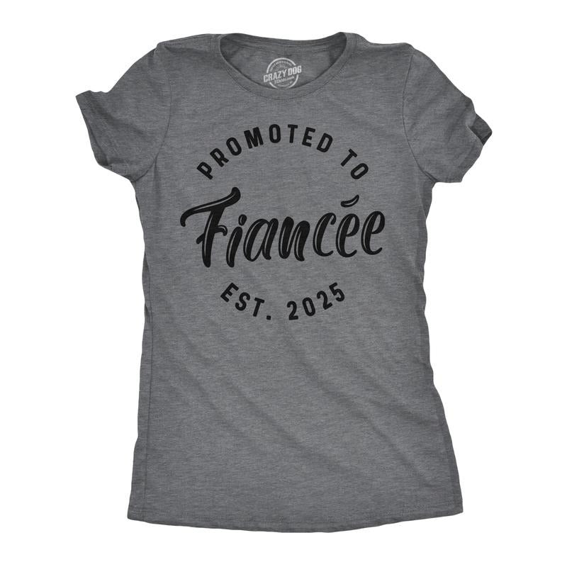 Womens Funny T Shirts Promoted To Fiancee 2025 Sarcastic Family Marriage Graphic Tee For Ladies Funny Womens T Shirts...